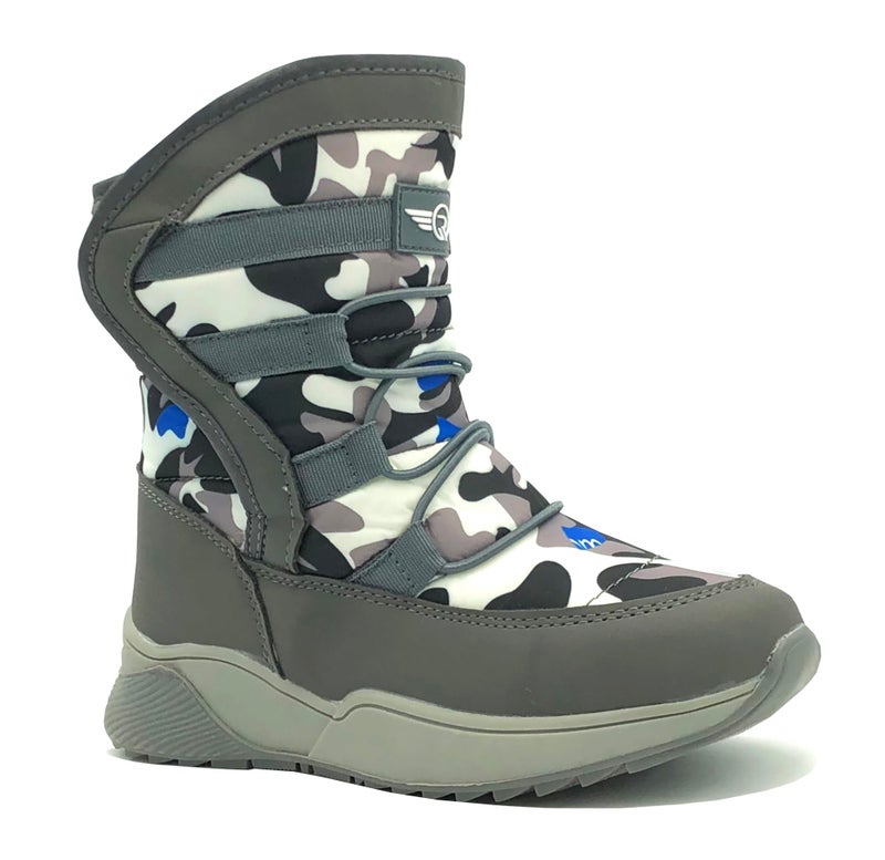 REDVOLUTION Girls Boys Warm Winter Flat Shoes Fashion Buckle Snow Boots(Toddler/Little Kid/Big Kid) (Small Kid 2 B(M), 450 Grey) - Image 1